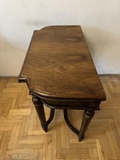 Stolik do gry w karty z przełomu wieków XIX i XX ciemny orzech lite drewno