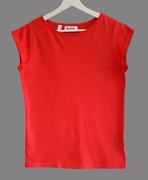 Damska bluzka czerwona z krótkim rękawem bawełniana Bonprix 34/XS