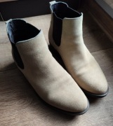 Esprit 38 modne skórzane botki sztyblety khaki