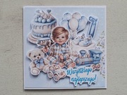 Kartkaokolicznościowa na roczek dla chłopca rękodzieło 