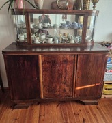 Kredens z przeszkloną dostawą+mały kredens PRL,VINTAGE,STARE,CIĘŻKE DREWNO