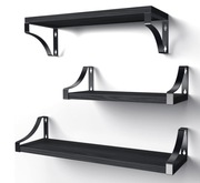 Pipishell 3 czarne półki ścienne loft drewno