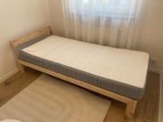 NEIDEN Rama łóżka, sosna, 90x200 cm plus materac plus dno łóżka