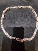 POTĘŻNY MĘSKI ŁAŃCUSZEK SREBRNY SPLOT KRÓLEWSKI DIAMENTOWANY 122 GRAMY 7 MM