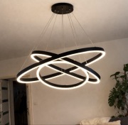 Plafon lampa wisząca 3 okręgi z pilotem czarna ringi