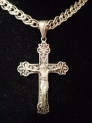 zawieszka duży krzyż z Jezusem 3D srebro 925