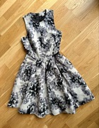 Sukienka koktajlowa szaro - srebrna H&M r. XS z kieszeniami