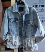 Kurtka jeansowa,katana Zara z napisami