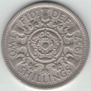 Wielka Brytania 2 szylingi two shillings (floren) 1957 -  28,4 mm - nr 1