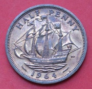 Half Penny   1964  r -     Anglia     Żaglowiec   stan !!