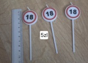 Świeczki urodzinowe 18 znak drogowy osiemnastka dekoracja tortu