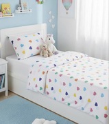 Pościel biała w kolorowe serca 160x200 bawełna