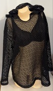 Czarna ażurowa bluza z kapturem – oversize