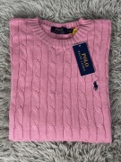 Polo Ralph Lauren sweter vintage cable knit różowy basic M unisex