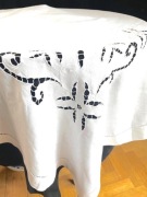 PRZEDWOJENNY z haftem i mereżką,BIAŁY LEN.150x160cm.