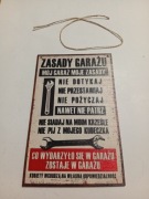 Tablica drewniana do powieszenia Zasady Garażu 20x13 cm