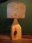 Lampka nocna drewno, stołowa, żarówka,  E27, abażur jutowy
