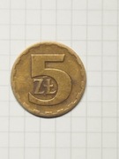 Moneta 5 zł. z roku 1975. PRL.