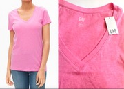 GAP koszulka basic w serek neonowy róż M