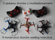 3in1 Zestaw 3 Dronów z klocków + Multi Ładowarki
