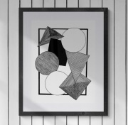 Geometry, black and white art, lineart printable, minimalist wall decor