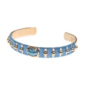 BY DZIUBEKA BRANSOLETKA ZŁOTA OBRĘCZ Z NIEBIESKĄ 