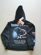 Czarna bluza z kapturem ZARA piesek Snoopy rozmiar 140 10 lat nowa z metką