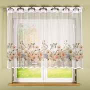 Nowa firana do kuchni wsuwana na karnisz 240x138 cm, firana w kwiaty