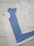 Podkoszulki dziewczęce 4 sztuki zestaw białe niebieska Primark r.7/8 l.