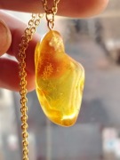 Wisiorek z naturalnego BURSZTYNU Bałtyckiego | Unikat + Łańcuszek 50cm