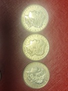 zestaw TRZECH srebrnych monet dolar morgana  1921   /9/