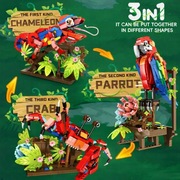 Kreatywny Zestaw Klocków 3w1 – Kameleon, Papuga, Krab