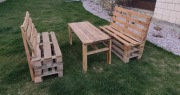 Zestaw mebli ogrodowych z palet – 2 ławki+stolik | ręcznie robione | dowóz