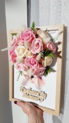 Mydlane róże bukiet w ramce Dzień Matki prezent