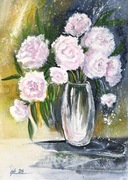 Kwiaty w wazonie Original Akwarela A4