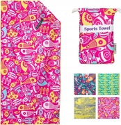 Ręcznik plażowy 4Monster 160 cm x 80cm różowy/zółty