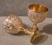 2szt. Piękne bogatozdobione kielichy kieliszki ozdobne liturgiczne metalowe