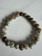 Bransoletka szklana 8 mm – zielono-brązowa