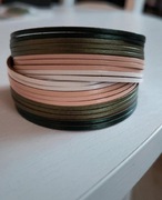 Bransoleta skórzana nakładana multikolor khaki+ morela na magnes