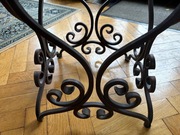 Stolik kawa kwiaty barek okrągły blat drewniany drewno rozbiórkowe