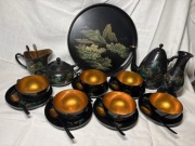 Ręcznie malowany zestaw do herbaty z laki