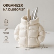 Przybornik na długopisy Puchowa Kurtka Biała | Organizer Biurko