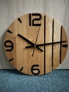 Zegar ścienny drewniany 30cm, Ręczna Robota, dąb naturalny olejowany 