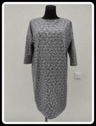 Szaro biała sukienka melanź prosta tuba 44 XXL bawełna