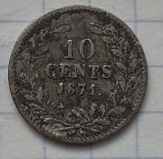 #2312 Holandia 10 centów 1871 srebro rzadka!