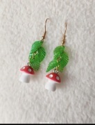 Handmade kolczyki z grzybkami, stal chirurgiczna w stylu cottagecore 