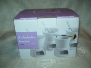 ZESTAW PORCELANOWY + WIDELCZYK - FONDUE CZEKOLADOWE- 4 kpl