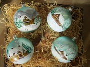 BOMBKI SZKLANE RĘCZNIE MALOWANE 10cm x 4 szt.