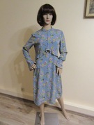 JULIE FAGERHOLT długa sukienka niebieska w kwiaty jak nowa 93% jedwab_ S