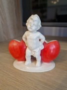 Uroczy wazonik figuralny Hertwig Katzhutte art deco putto serduszka